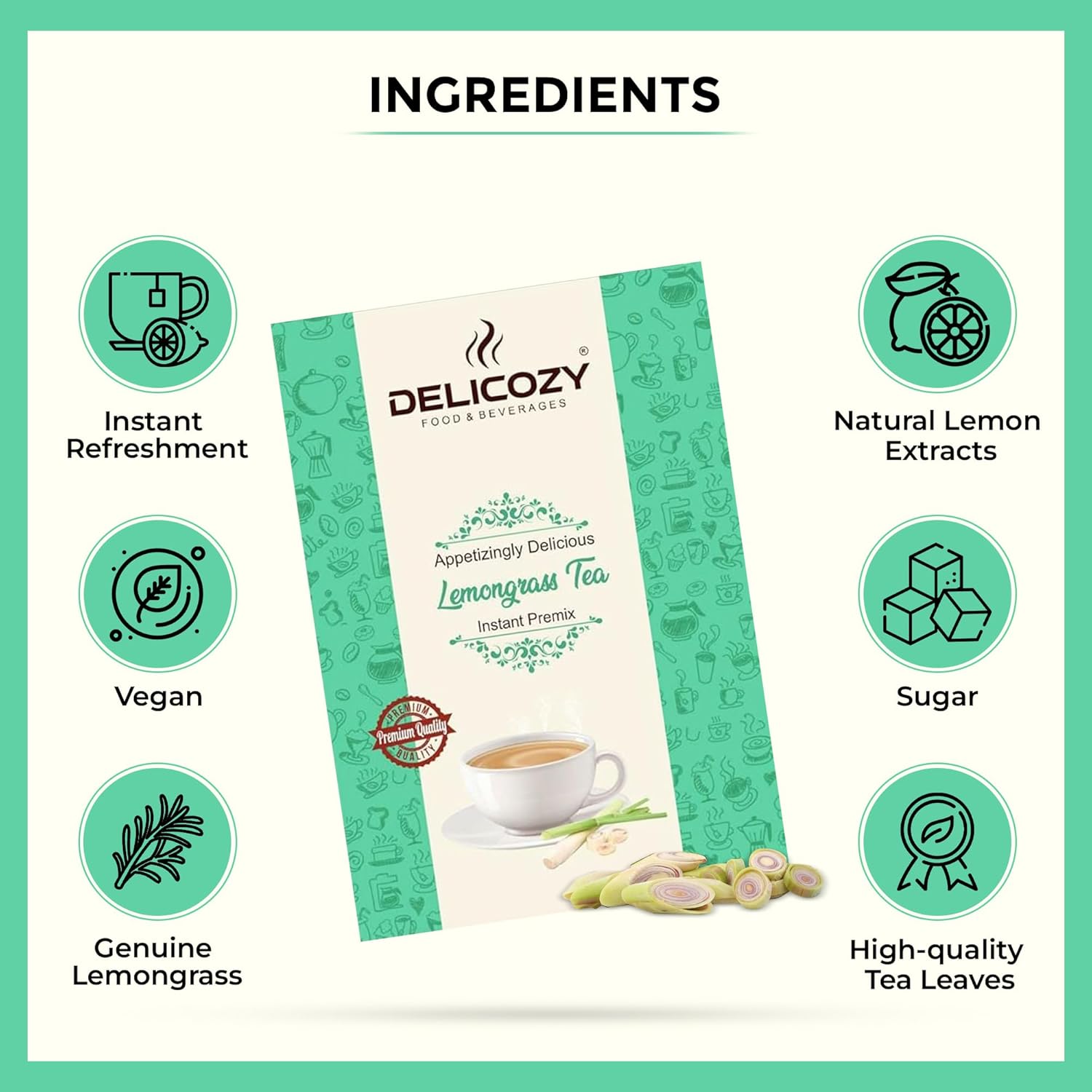 Delicozy  Instant Lemon Grass Tea Premix – 1 kg Pouch