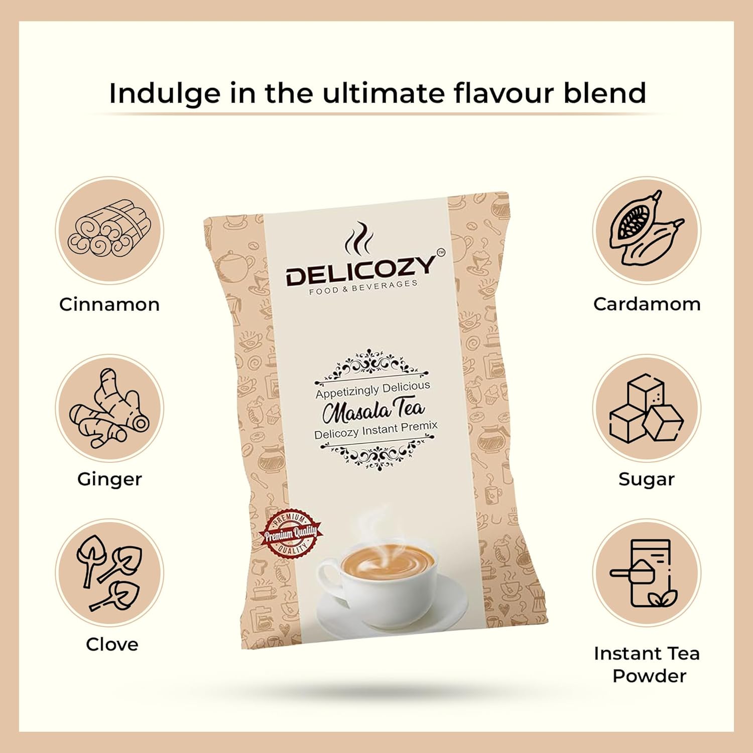 Delicozy Instant Masala Tea Premix – 1 kg Pouch