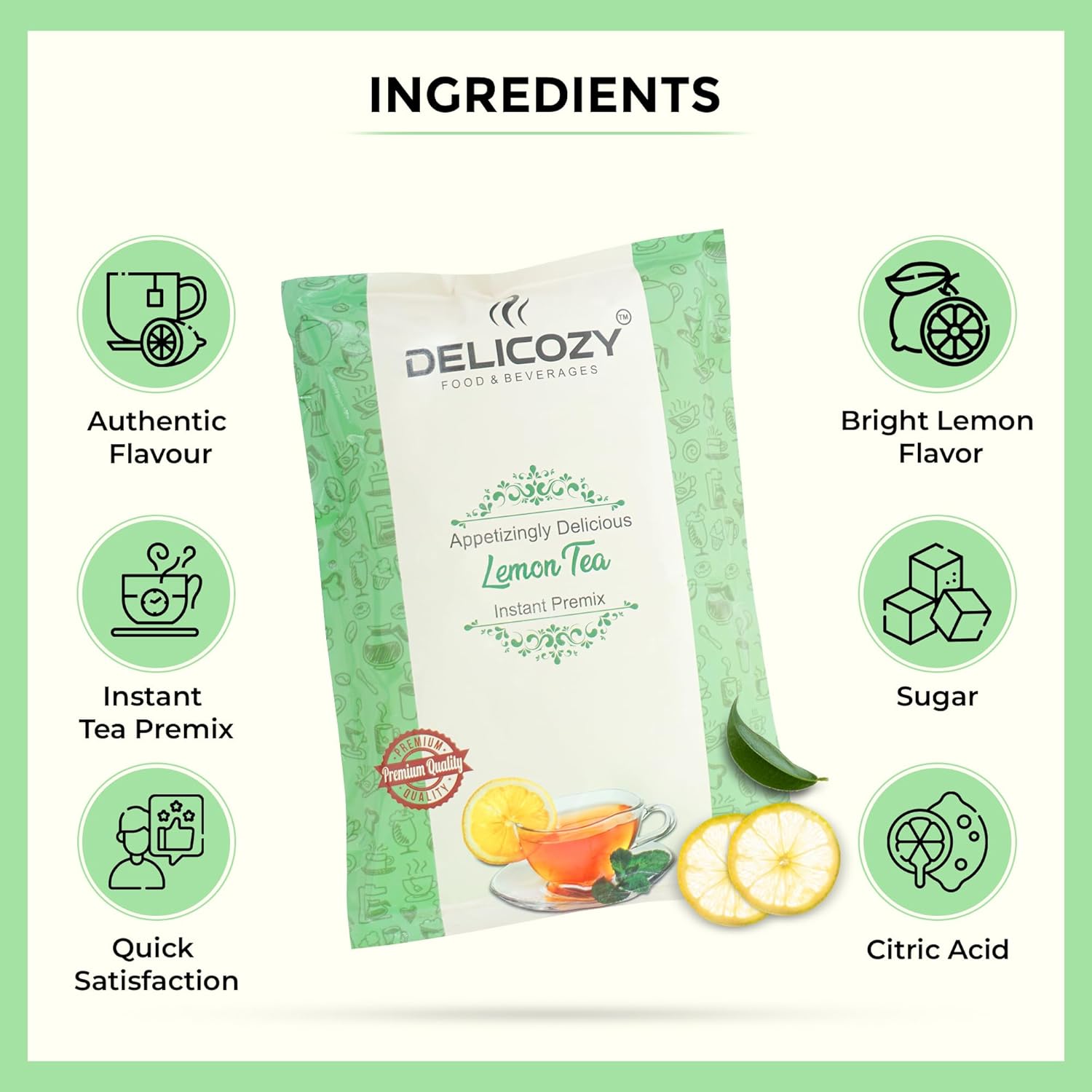 Delicozy Instant  Lemon Tea Premix – 1 kg Pouch