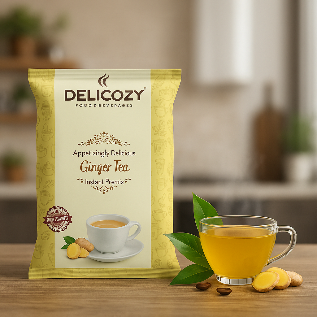 Delicozy Instant Ginger Tea Premix – 1 kg Pouch