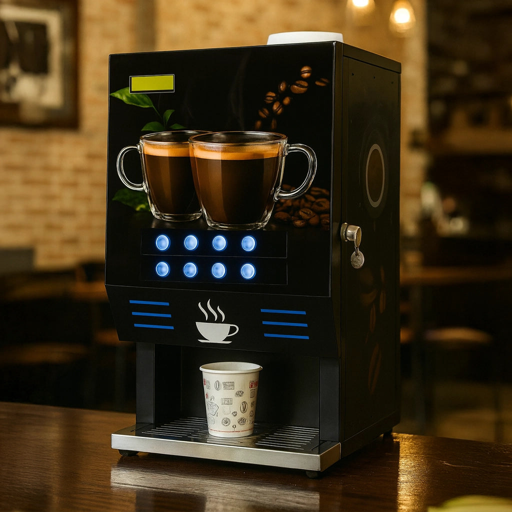 5-in-1 Premium Coffee Vending Machine – Cappuccino, Latte, Espresso, Black Coffee, Hot Milk, Hot Coffee