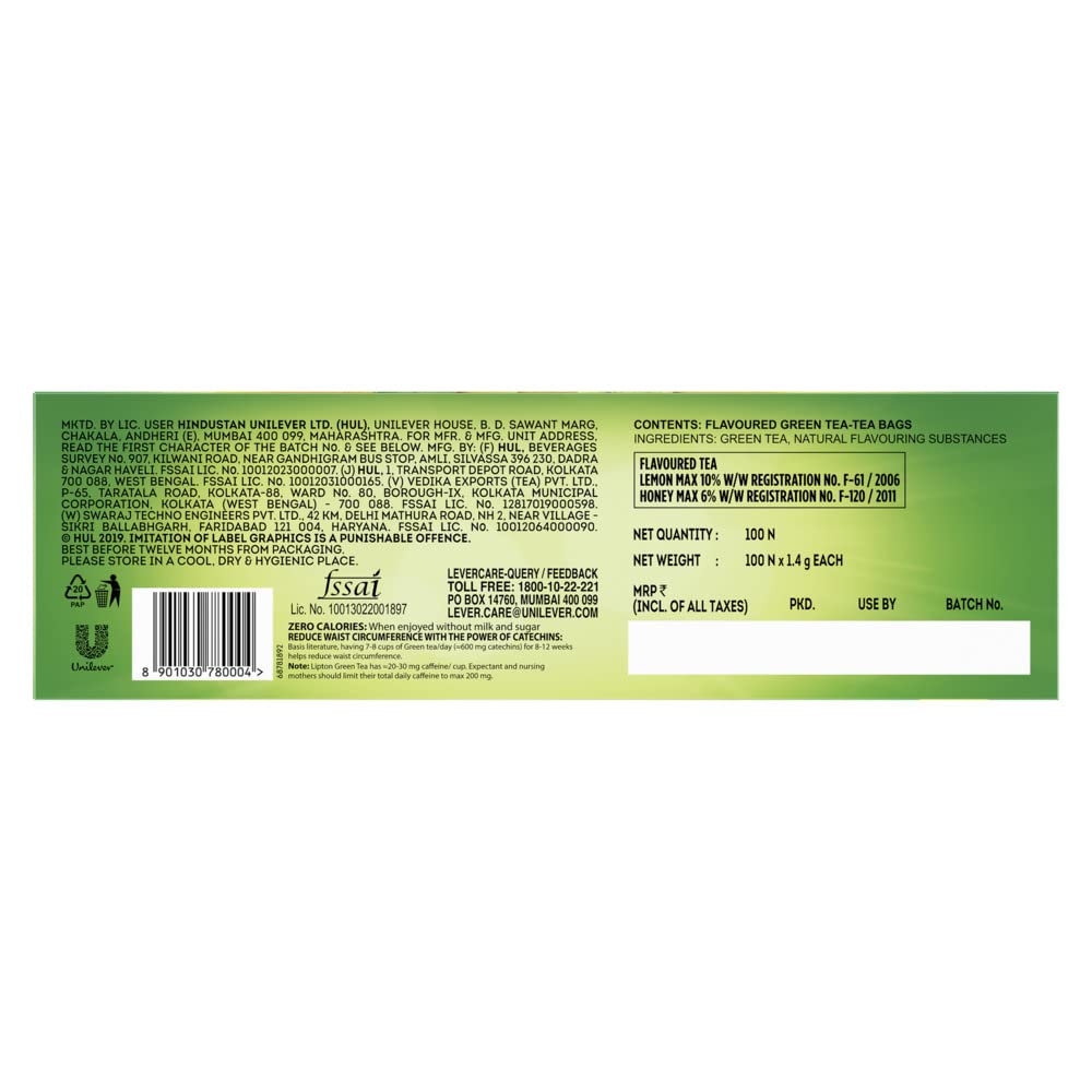 Lipton Green Tea Honey and Lemon – 100 Tea Bags – Delicozy Beverages