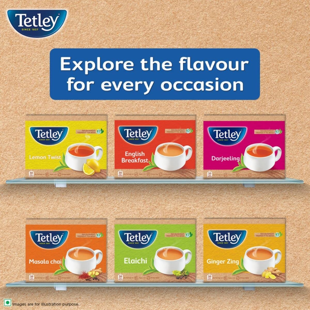 Tetley | Elaichi Flavored Chai | Black Tea | 50 Tea Bags