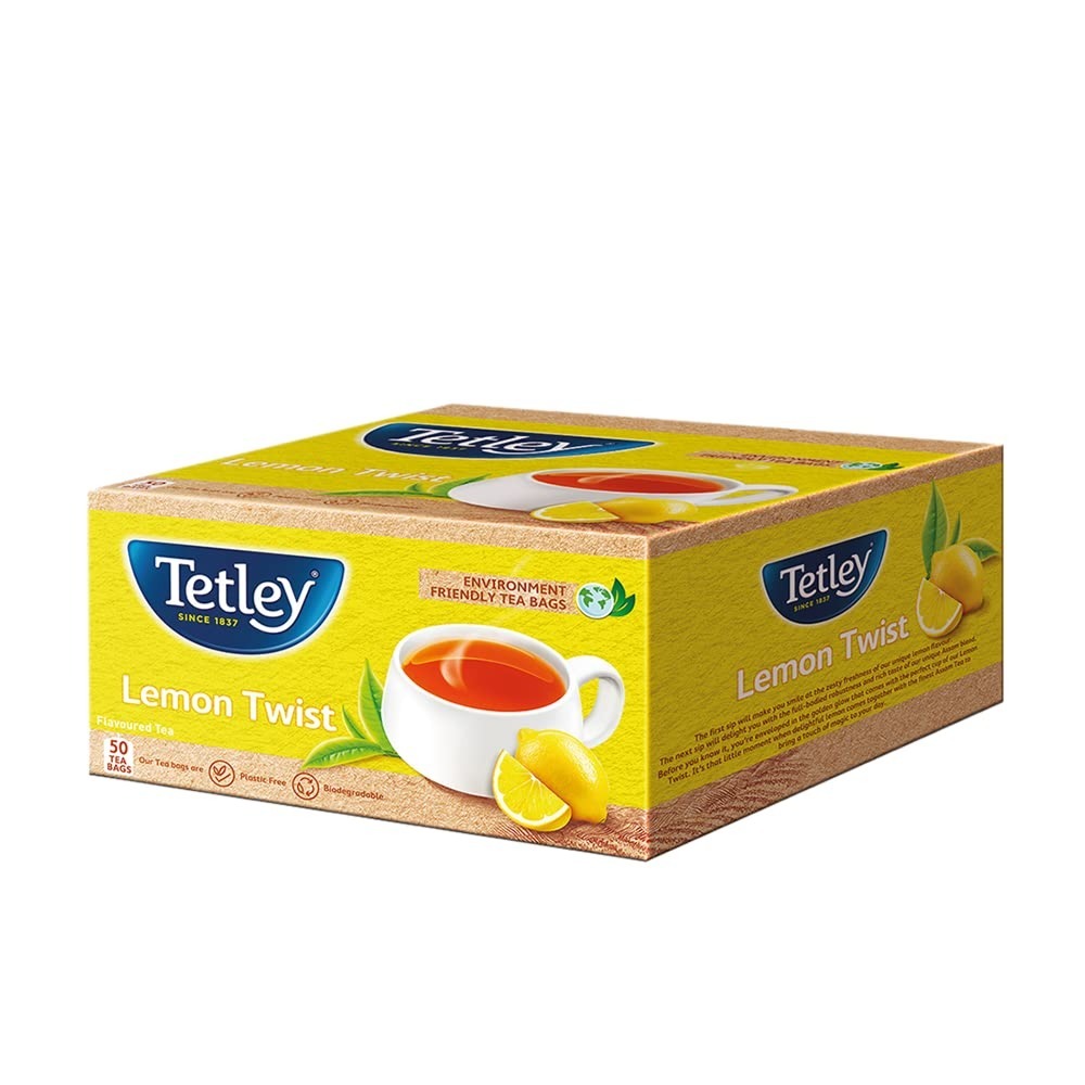Tetley | Lemon Flavoured Refreshing Tea | Black Tea | 50 Tea Bags